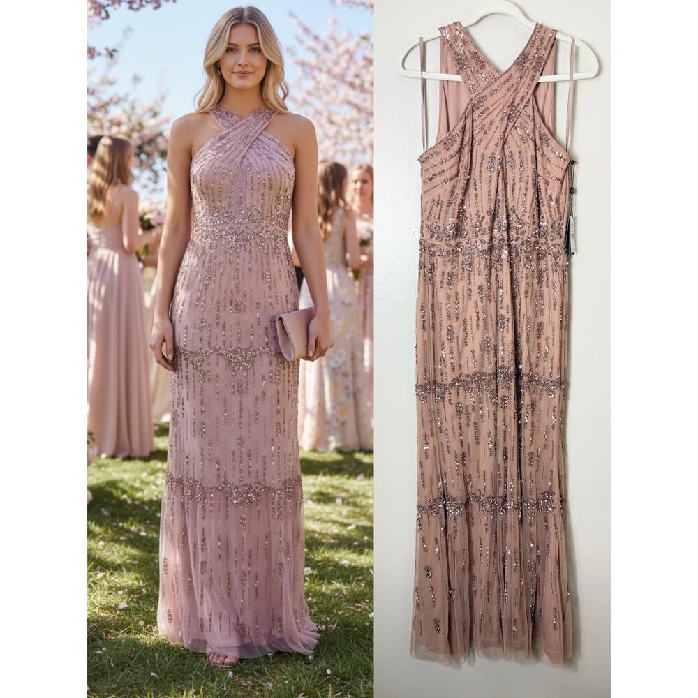 NWT ADRIANNA PAPELL DRESS GOWN WEDDING GUEST MOTHER OF THE BRIDE FORMAL EVENING